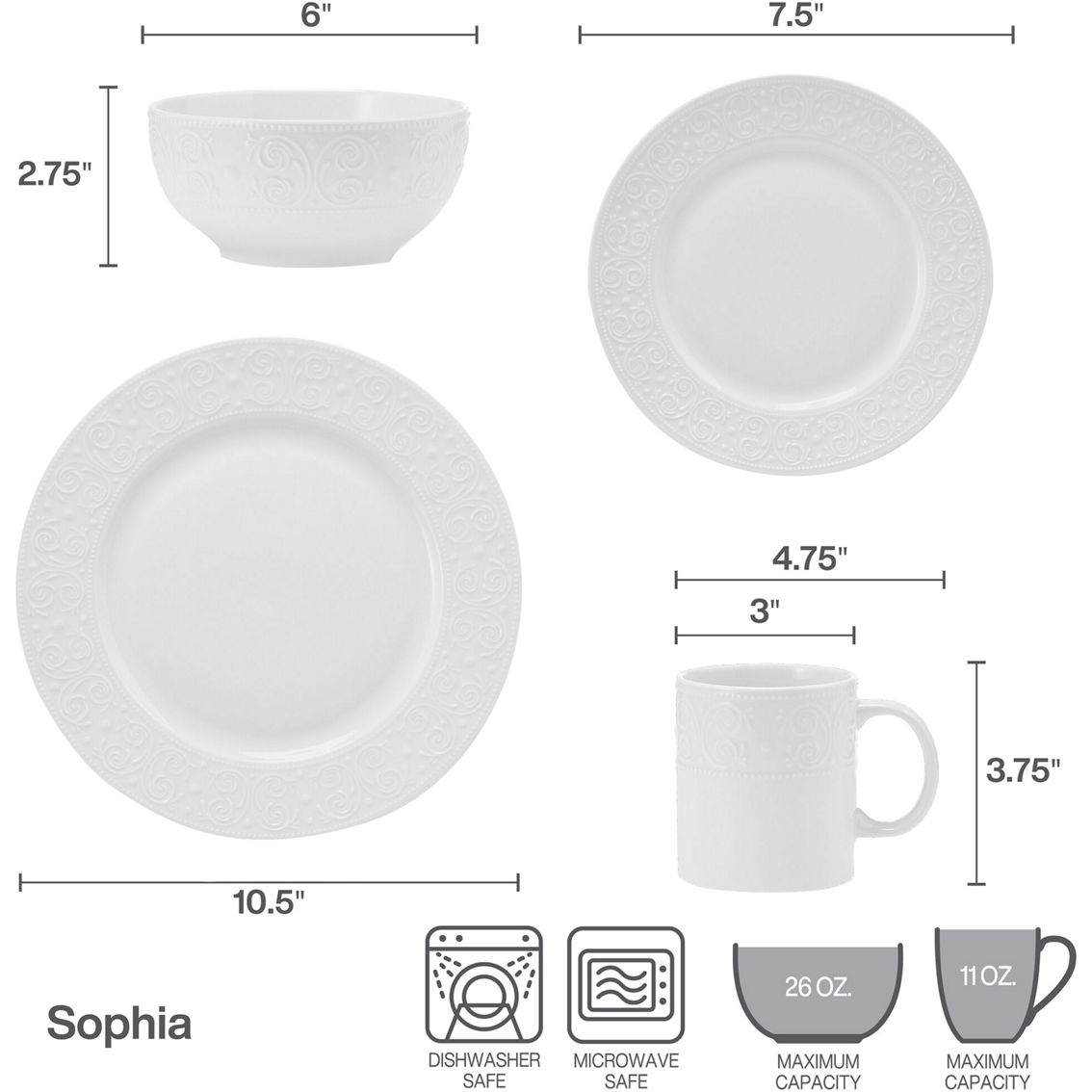 Pfaltzgraff Sophia Porcelain Dinnerware Set 32 pc. - Image 8 of 8