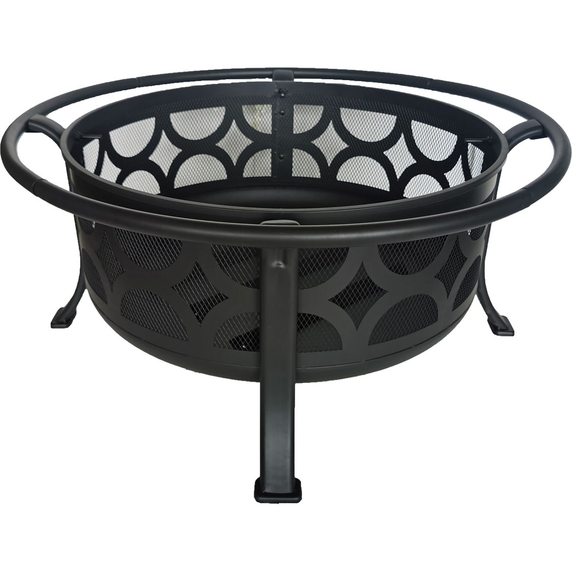 Chard 36 in. Round Steel Fire Pit with Spark Screen - Image 2 of 3