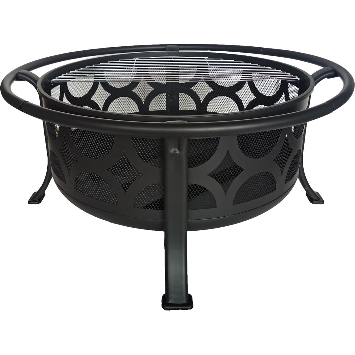 Chard 36 in. Round Steel Fire Pit with Spark Screen - Image 3 of 3