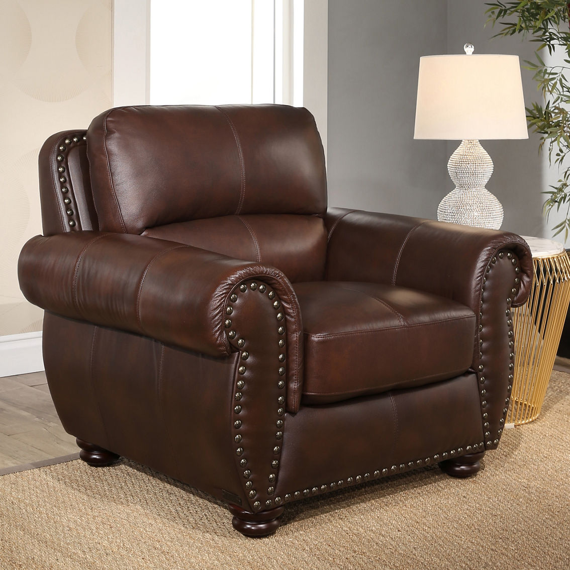 Abbyson Austin Leather Armchair - Image 2 of 5