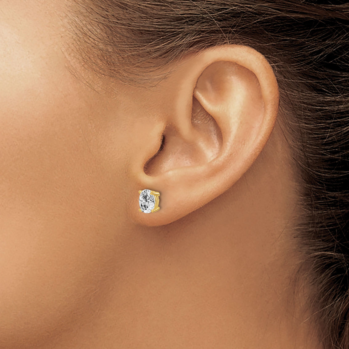 True Origin 14K Gold 1 CTW Lab Grown Diamond Oval Solitaire Earrings, Certified - Image 4 of 4