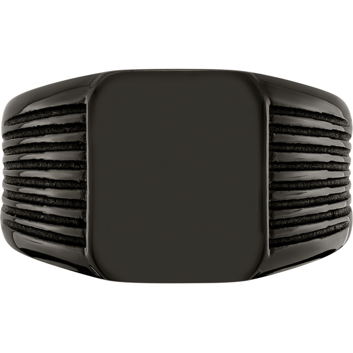Chisel Stainless Steel Polished Black Ion Plated Signet Ring - Image 2 of 7