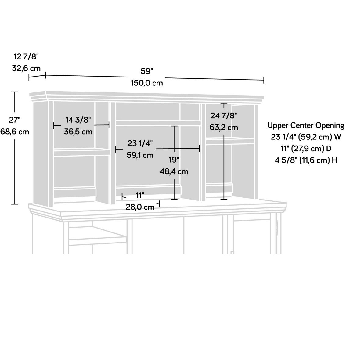 Sauder Desktop Hutch with Shelves in Pebble Pine - Image 2 of 2