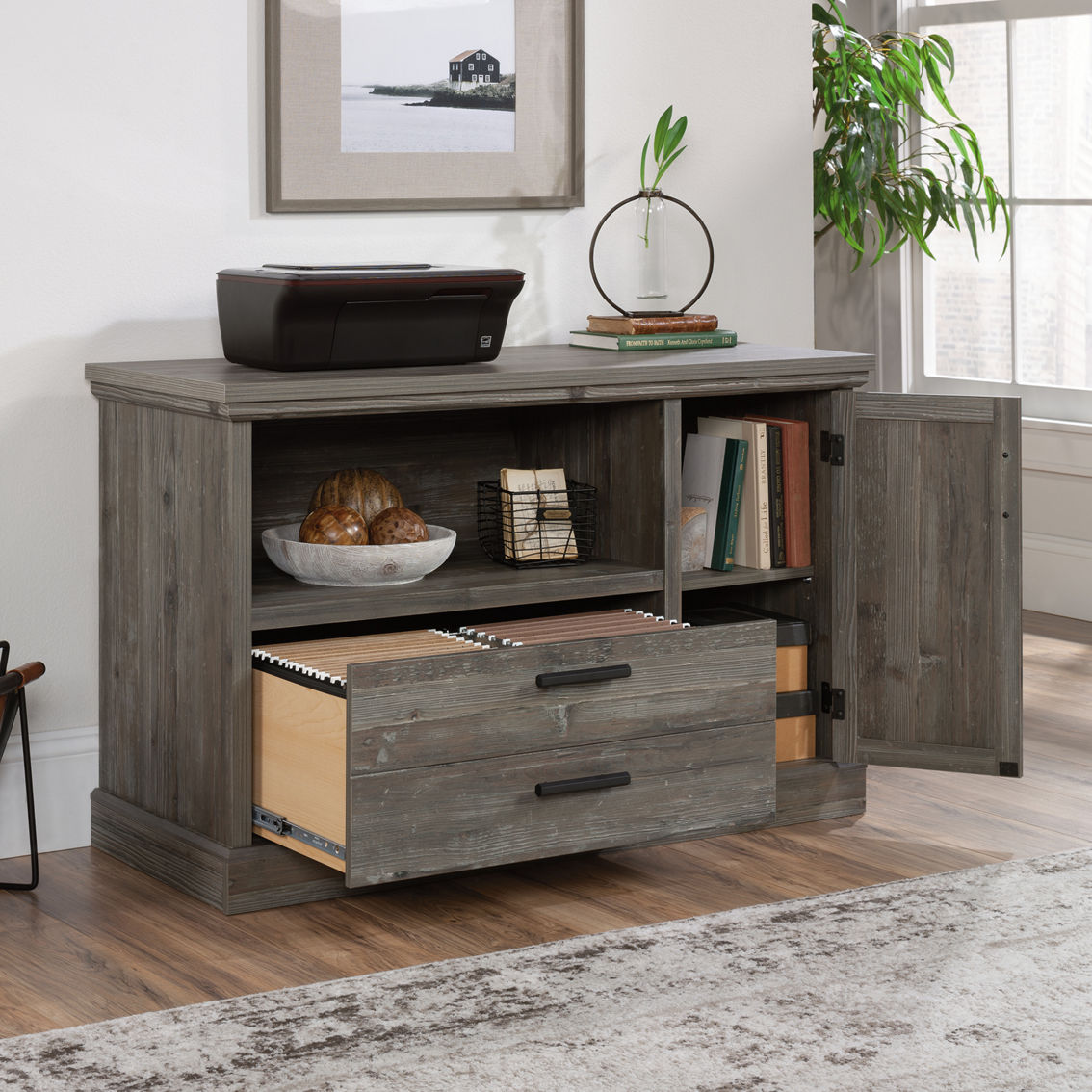 Sauder Office Storage File Credenza in Pebble Pine - Image 2 of 3