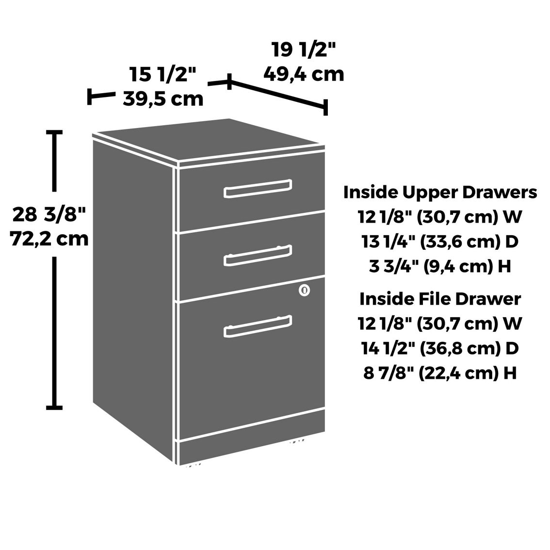 Sauder Commercial 3-Drawer Pedestal File Cabinet - Image 2 of 2