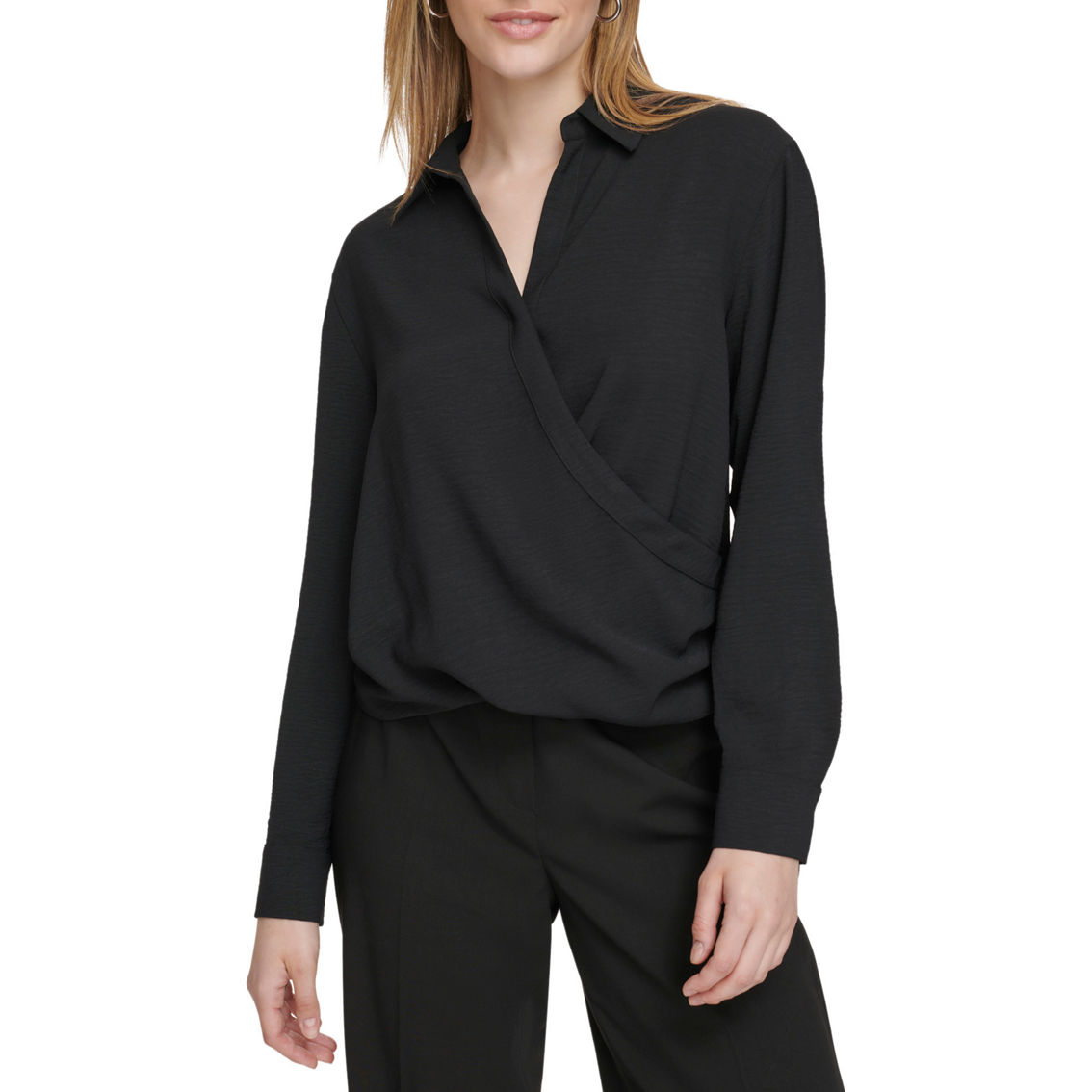 Calvin Klein Puckered Faux Wrap Blouse | Tops | Clothing & Accessories ...