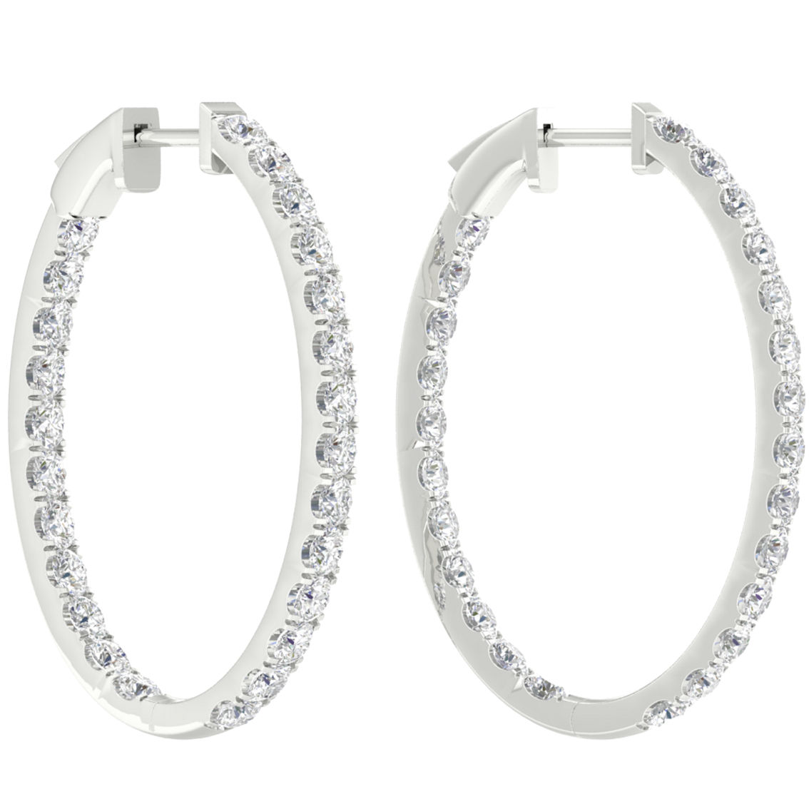 Pure Brilliance 14K White Gold 4 CTW Hoop Earring with IGI Certification - Image 2 of 2