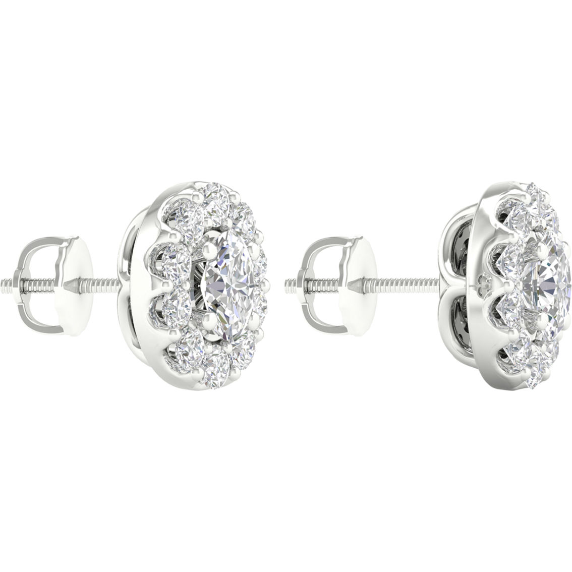 Pure Brilliance 14K White Gold 2 CTW Oval Diamond Stud Earrings - Image 2 of 2