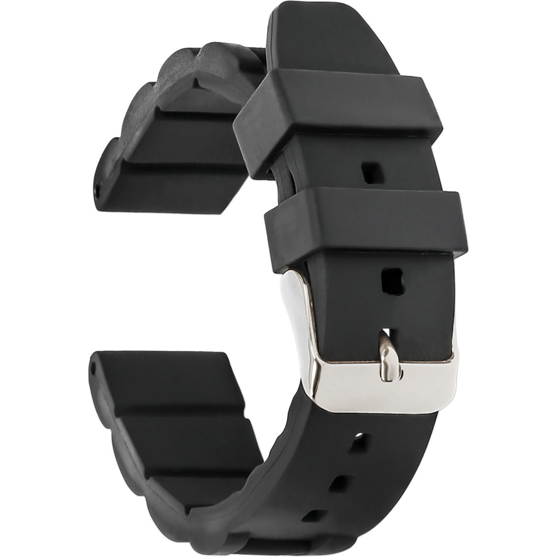 Debeer 26mm Black Link Style Silicone Rubber Stainless Steel Buckle Watch Band - Image 4 of 4