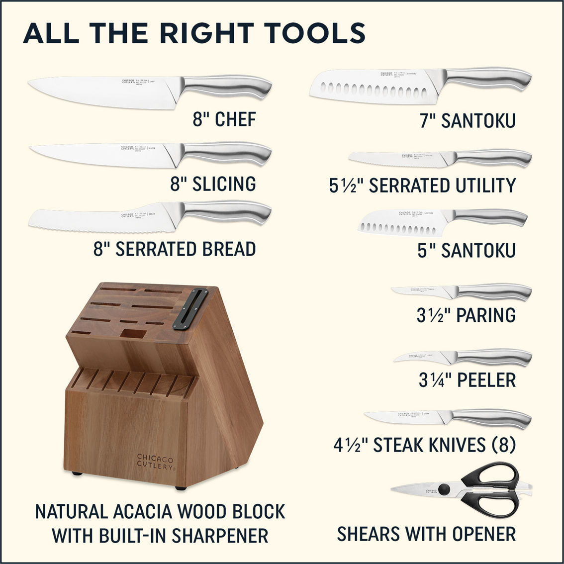 Chicago Cutlery Insignia Stainless Steel 18 pc. Knife Block Set - Image 2 of 2