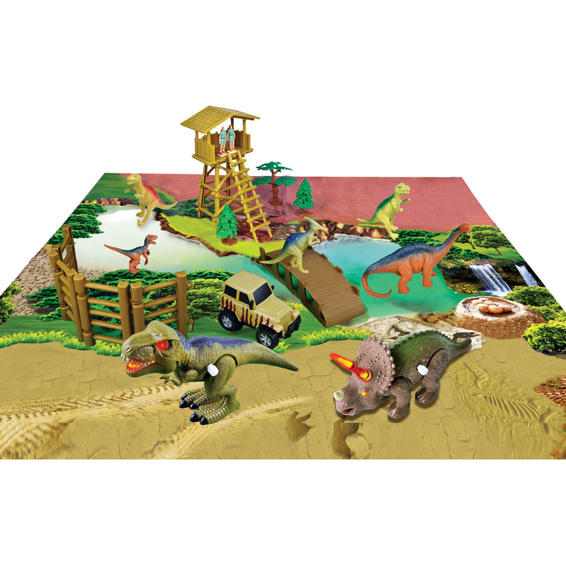 Red Box Toy Dinosaur Park with Light and Sound T Rex and Triceratops - Image 3 of 5