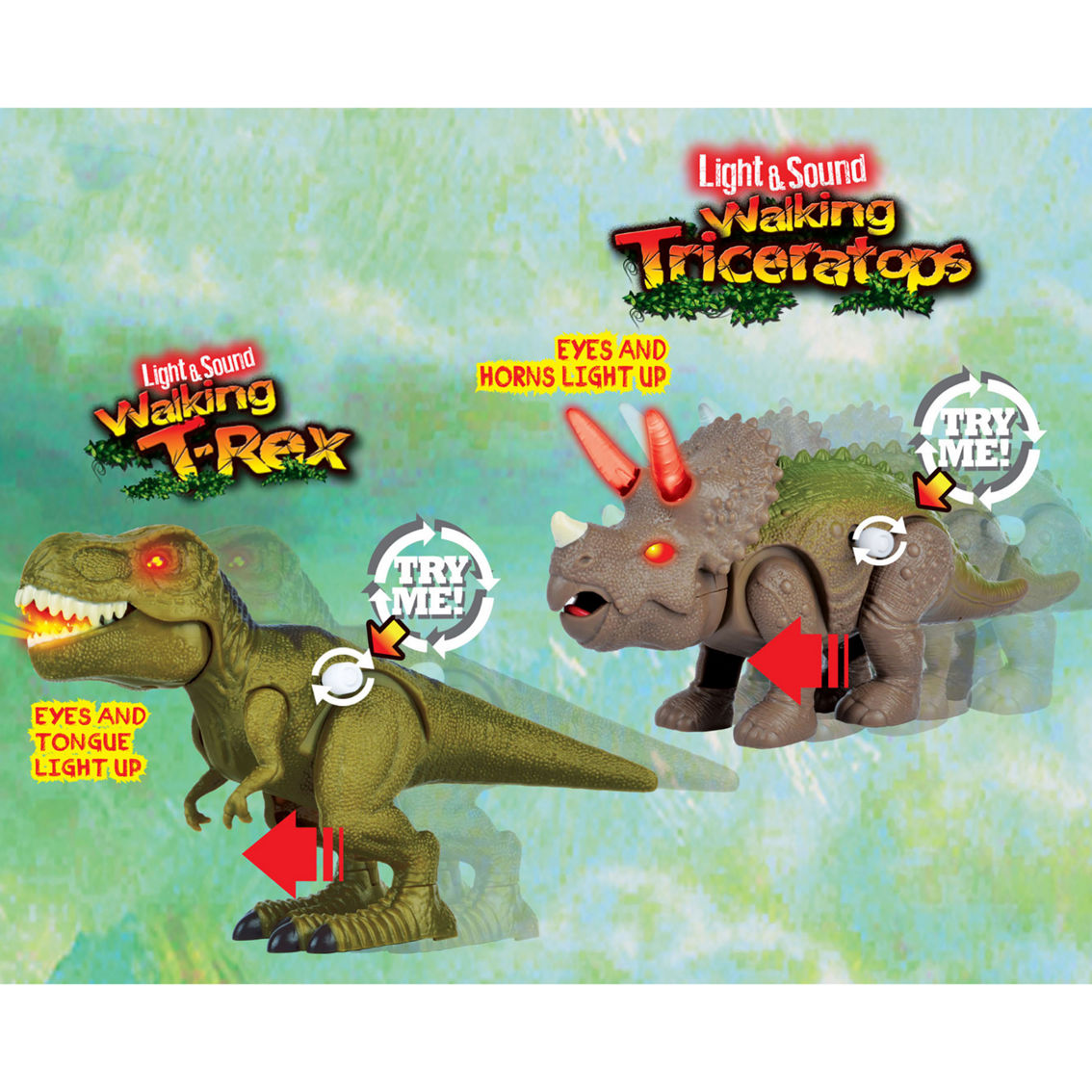 Red Box Toy Dinosaur Park with Light and Sound T Rex and Triceratops - Image 4 of 5