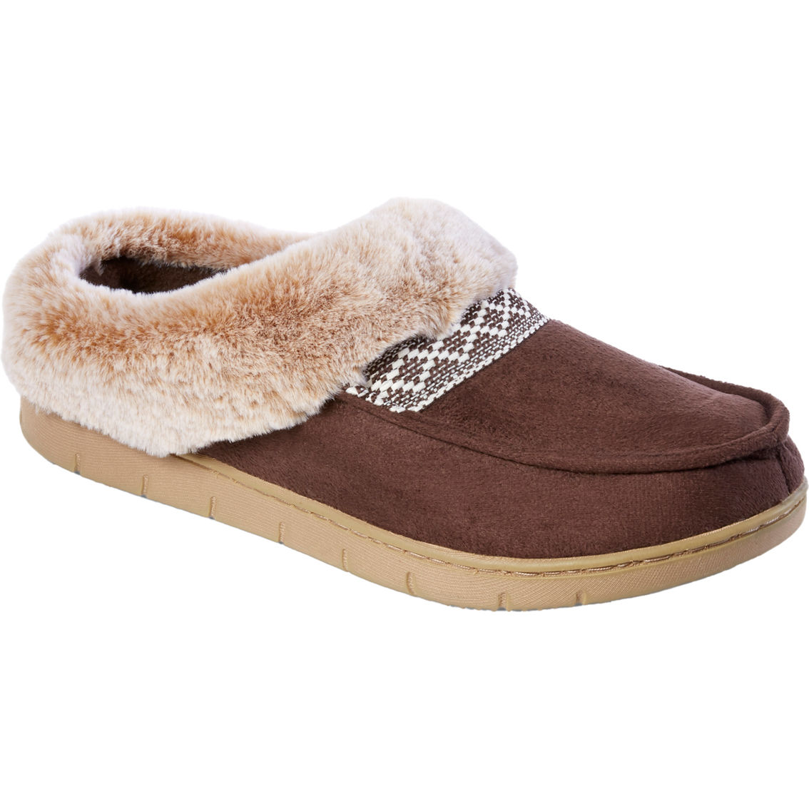Isotoner Women's Recycled Microsuede And Faux Fur Hoodback Slippers ...