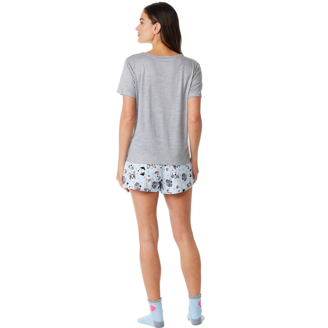 Rene Rofe Kiss Me Top and Shorts Pajama Set with Socks - Image 2 of 3