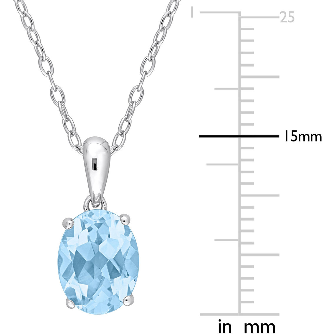 Sofia B. Sterling Silver Oval Blue Topaz Solitaire Pendant with Heart Design - Image 2 of 4