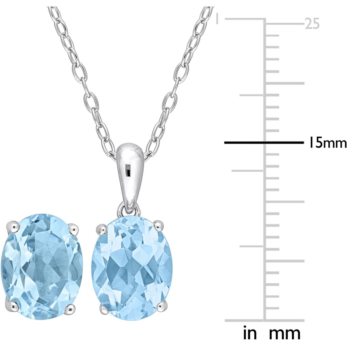 Sofia B. Sterling Silver Oval Blue Topaz Solitaire Necklace and Earrings - Image 4 of 4