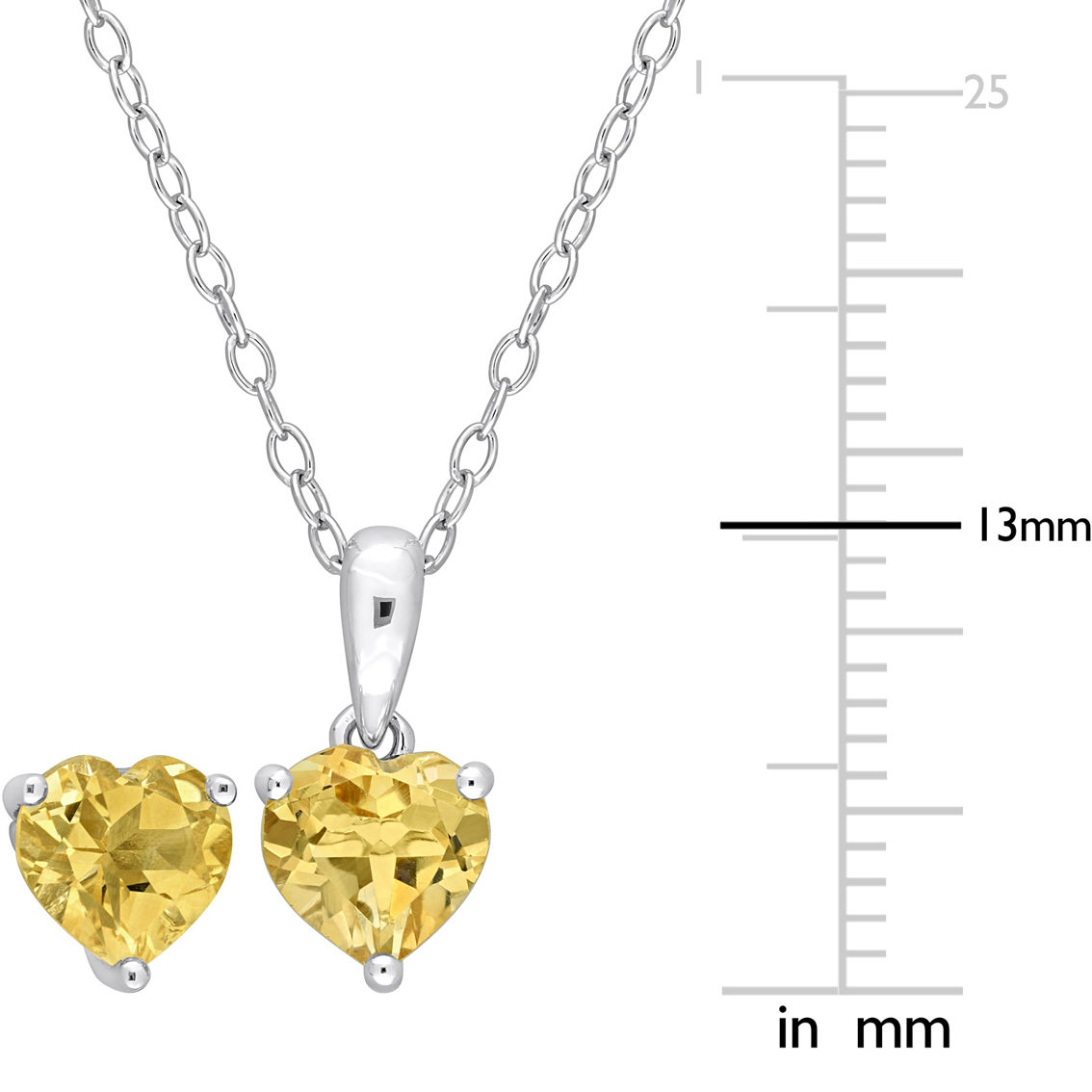 Sofia B. Heart-Shape Citrine Solitaire Sterling Silver Necklace and Earrings Set - Image 4 of 4