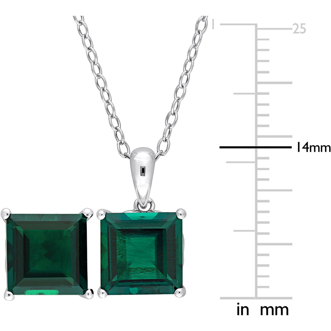 Sofia B. Sterling Silver Created Emerald Solitaire Necklace and Earrings Set - Image 4 of 4