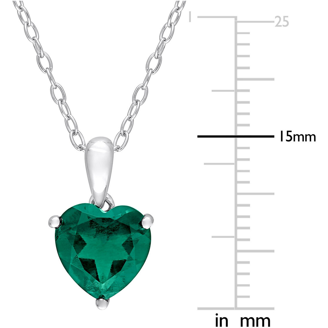 Sofia B. Sterling Silver Heart Created Emerald Solitaire Necklace and Earrings Set - Image 4 of 4