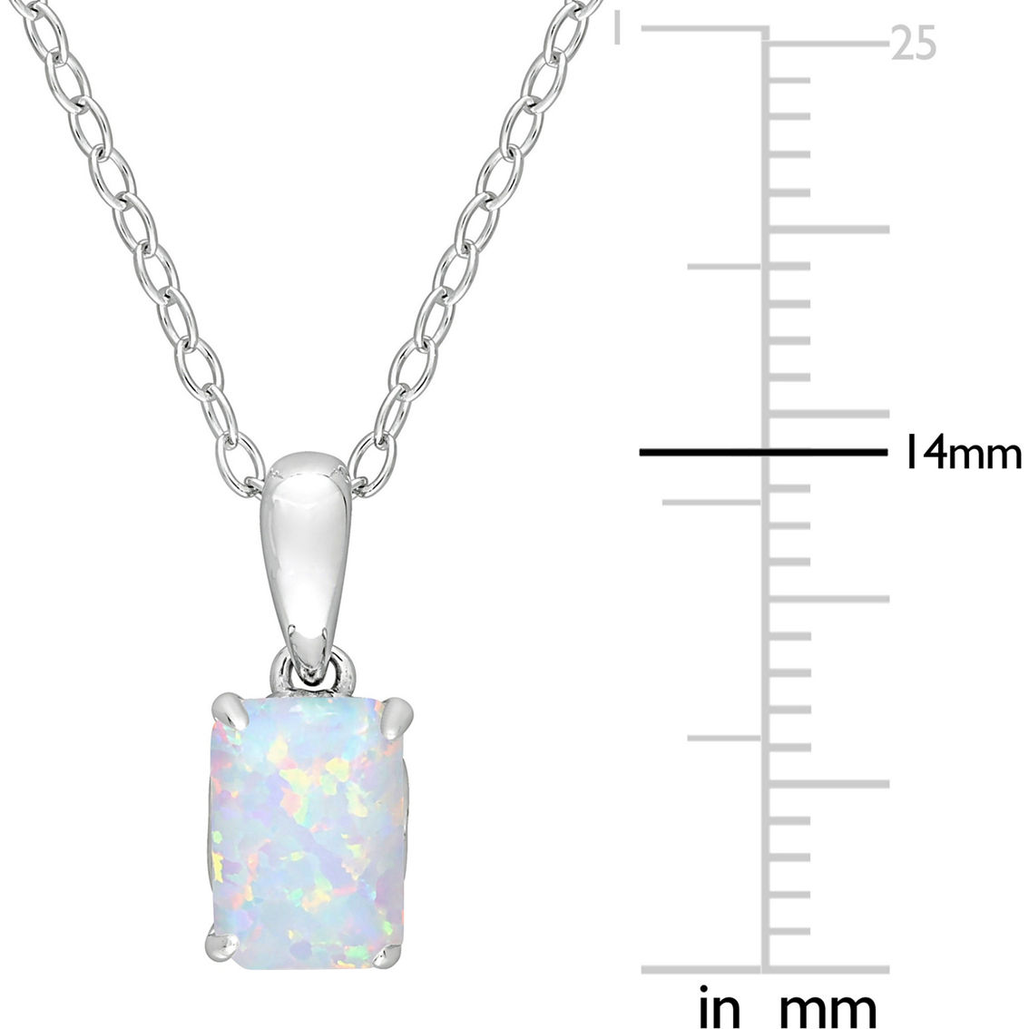 Sofia B. Sterling Silver Emerald Cut Lab Created Opal Pendant and Earring 2 pc. Set - Image 4 of 4