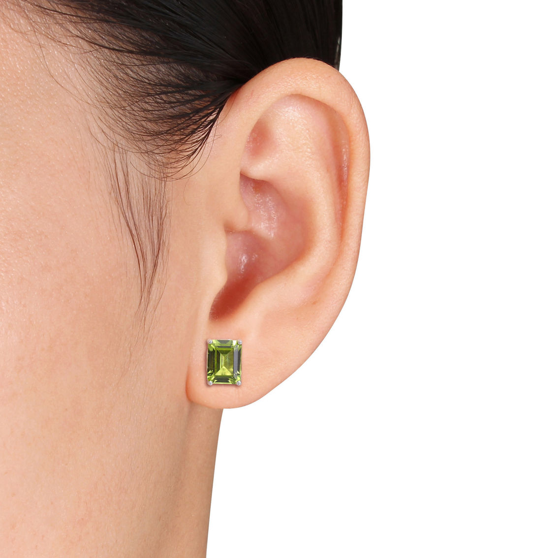 Sofia B. 2pc Set Emerald-Cut Peridot Solitaire Necklace & Earrings Sterling Silver - Image 2 of 4