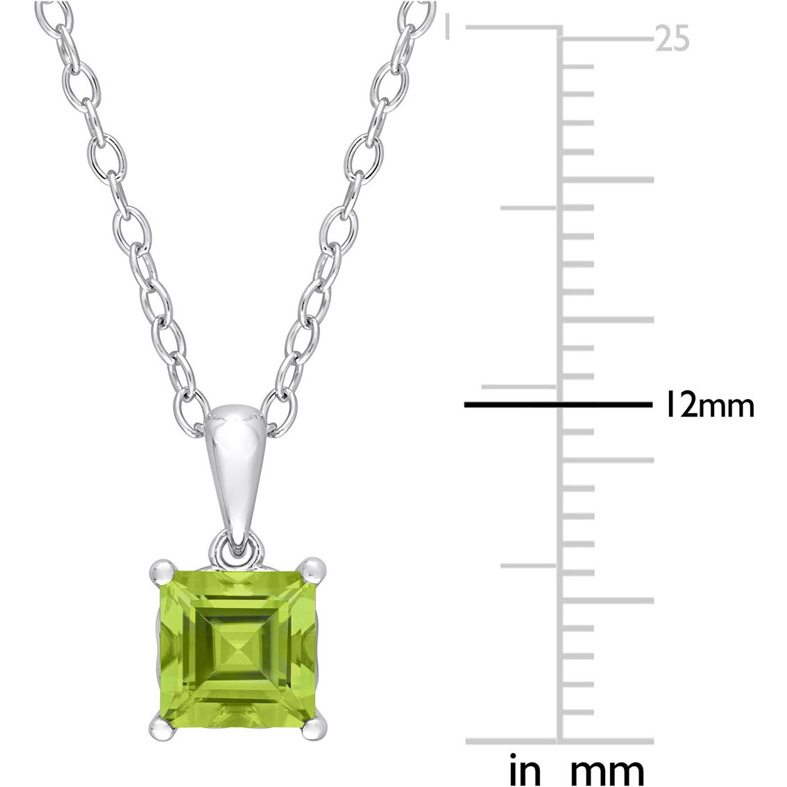 Sofia B. 2pc Set Princess Cut Peridot Solitaire Necklace & Earrings Sterling Silver - Image 2 of 4