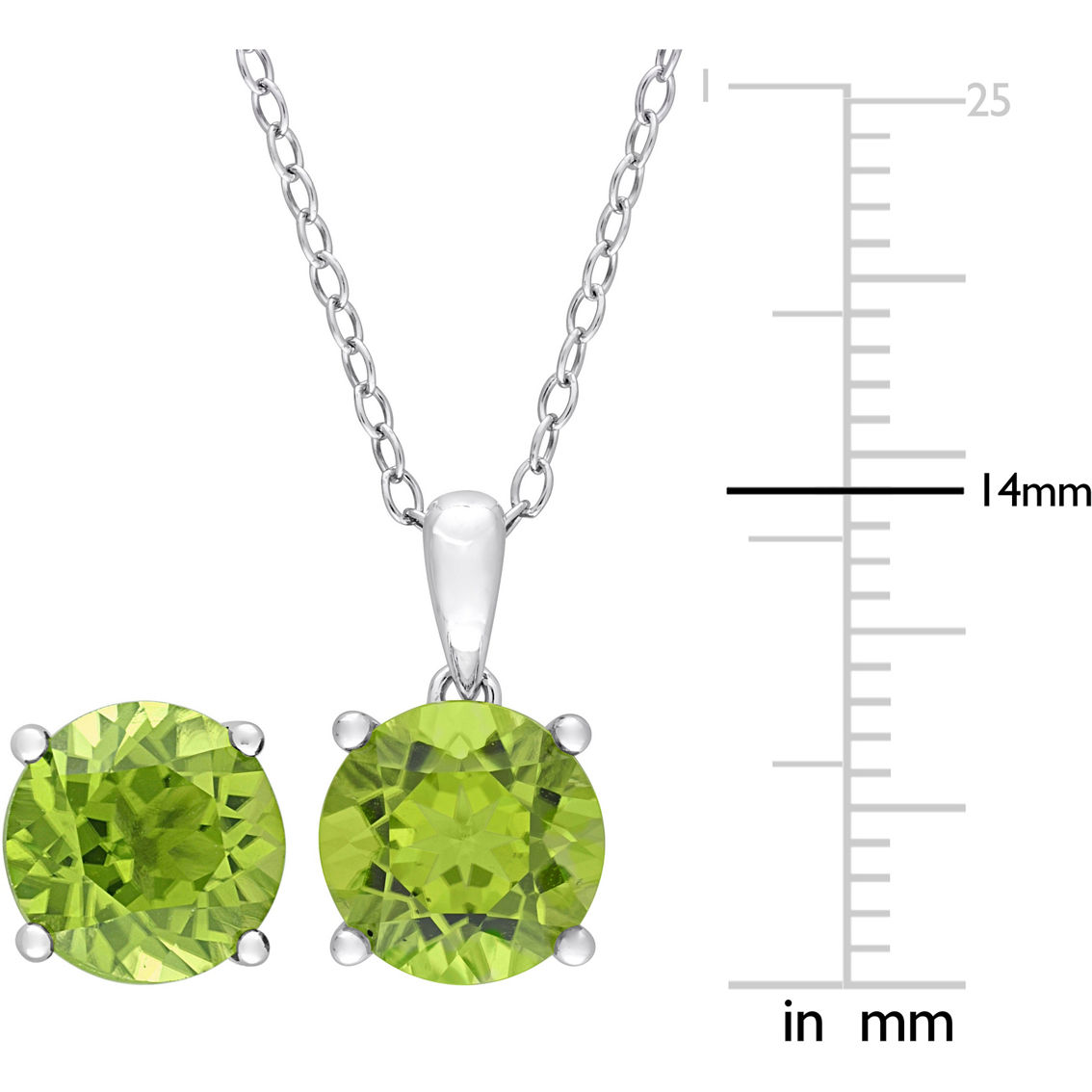 Sofia B. 2pc Set Peridot Solitaire Necklace and Stud Earrings in Sterling Silver - Image 4 of 4