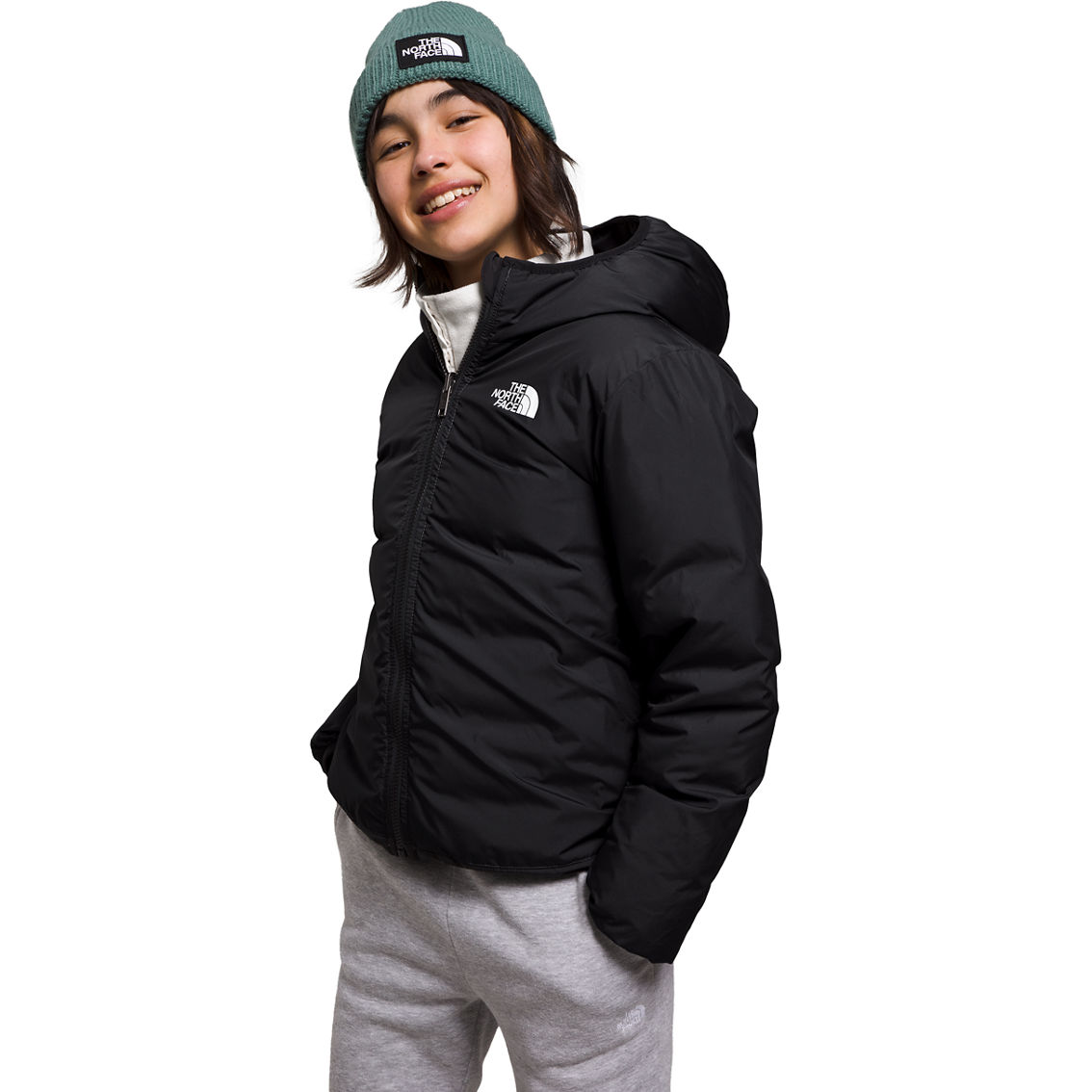 The North Face Girls Reversible North Down Hooded Jacket | Girls 7-16 ...