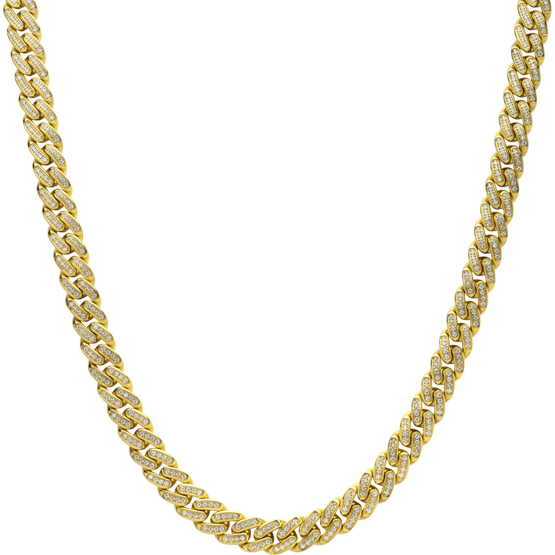 Inox Stainless Steel 18k Gold Ip Miami Cuban Chain Necklace With Cubic ...