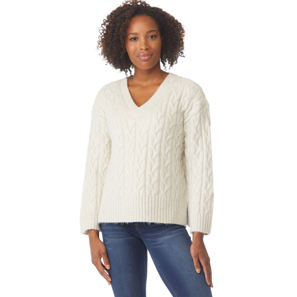 Calvin Klein V Neck Cable Knit Sweater | Sweaters | Clothing ...