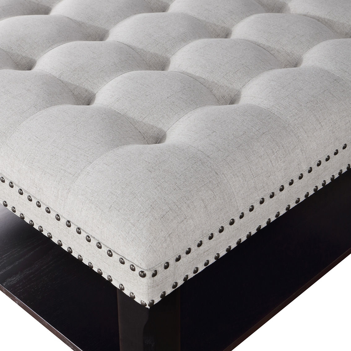 Furniture of America Button Tufted Wood Cocktail Ottoman - Image 3 of 3