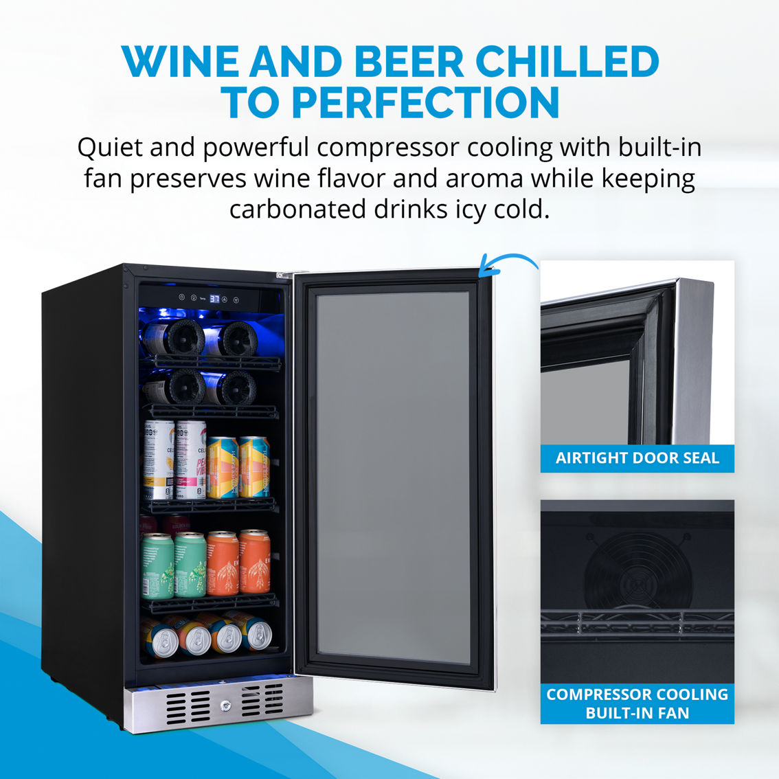 Newair 15 in. FlipShelf Wine and Beverage Refrigerator - Image 7 of 10