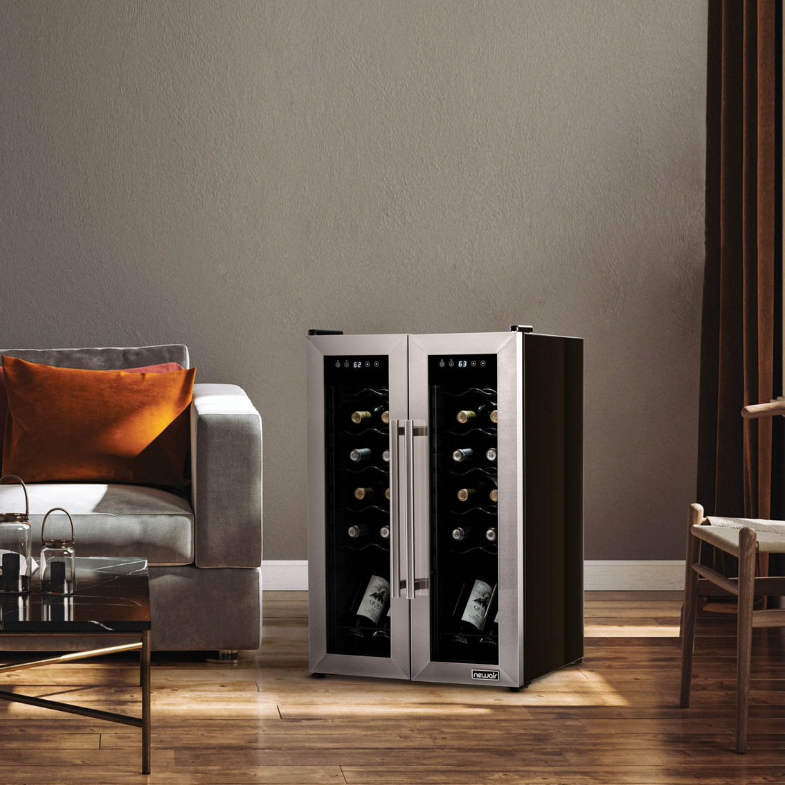Newair French Door Freestanding 24 Bottle Wine Cooler Refrigerator - Image 5 of 8