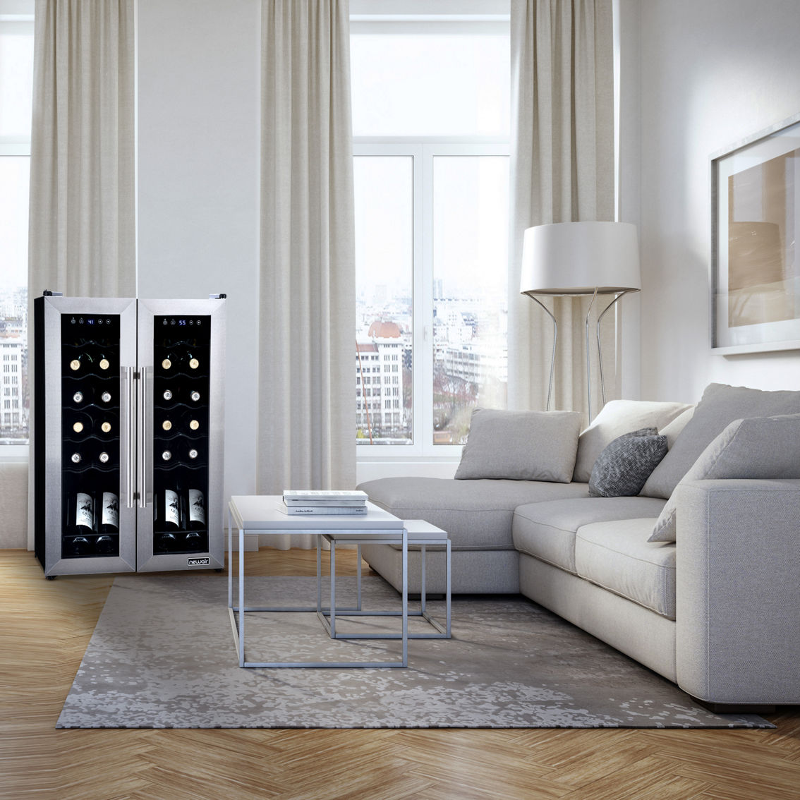 Newair French Door Freestanding 24 Bottle Wine Cooler Refrigerator - Image 6 of 8