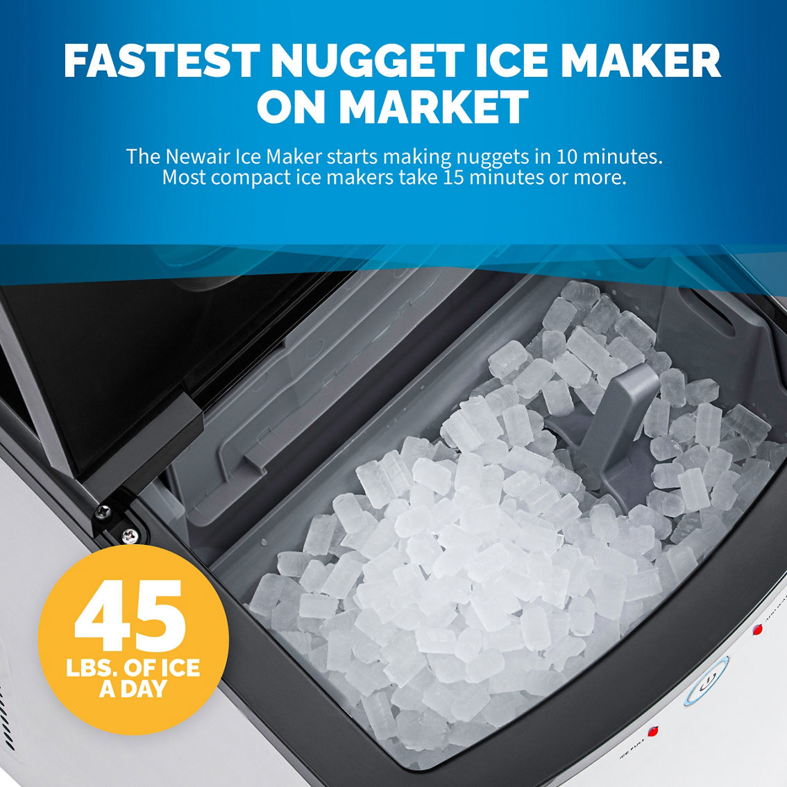 Newair 45 lb. Nugget Countertop Ice Maker with Self-Cleaning Function - Image 5 of 9