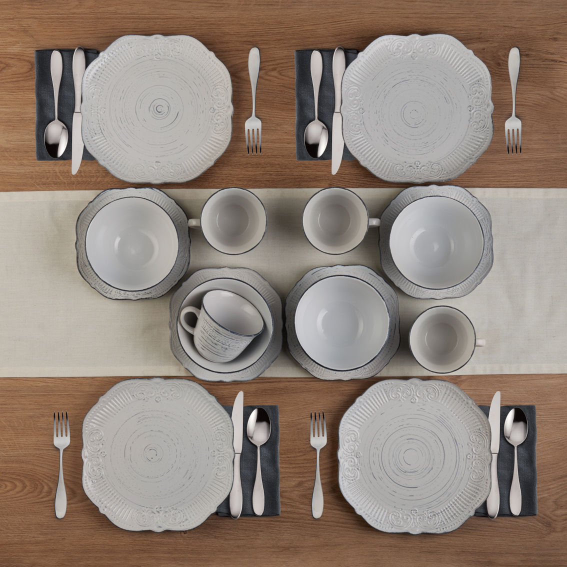 Pfaltzgraff Isabella Gray Dinnerware 16 pc. Set - Image 3 of 4