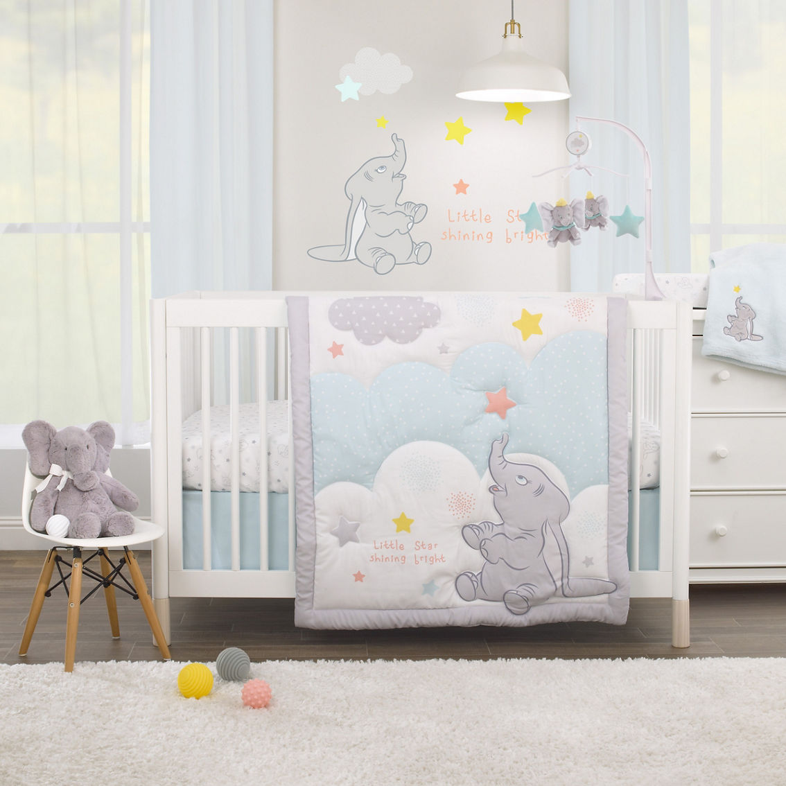 Disney Dumbo Shine Bright Little Star Aqua, Grey and White Changing Pad Cover - Image 3 of 3
