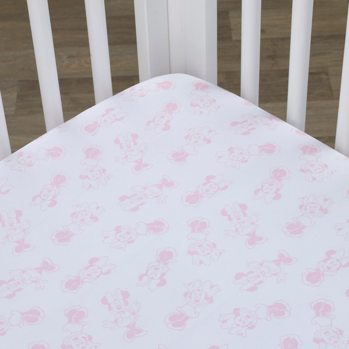 Disney Minnie Mouse Be Happy Pink and White Super Soft Fitted Crib Sheet - Image 4 of 5