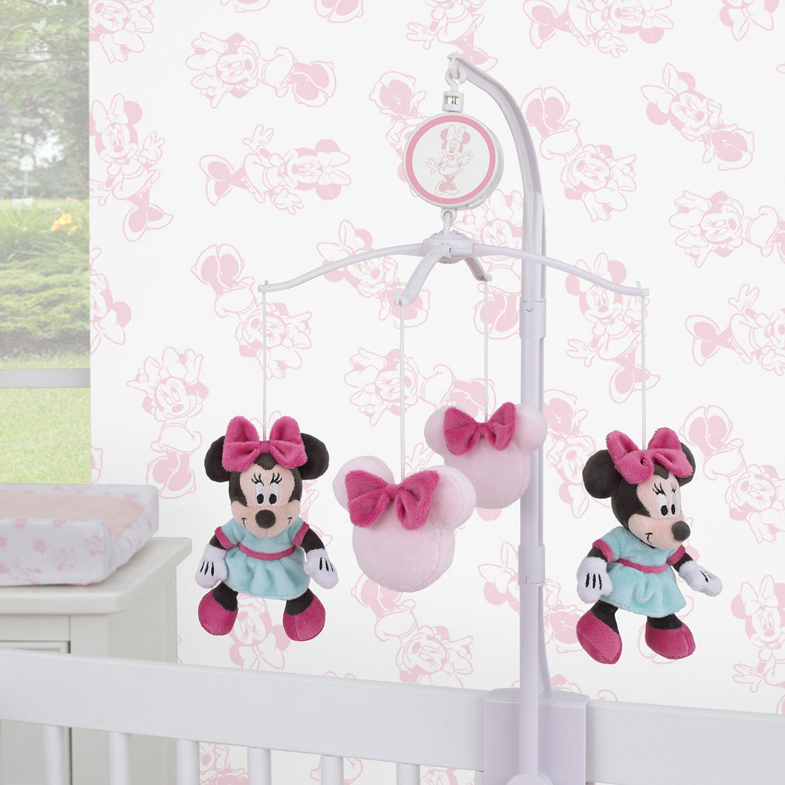 Disney Minnie Mouse Be Happy Pink and Aqua Plush Musical Mobile - Image 2 of 4