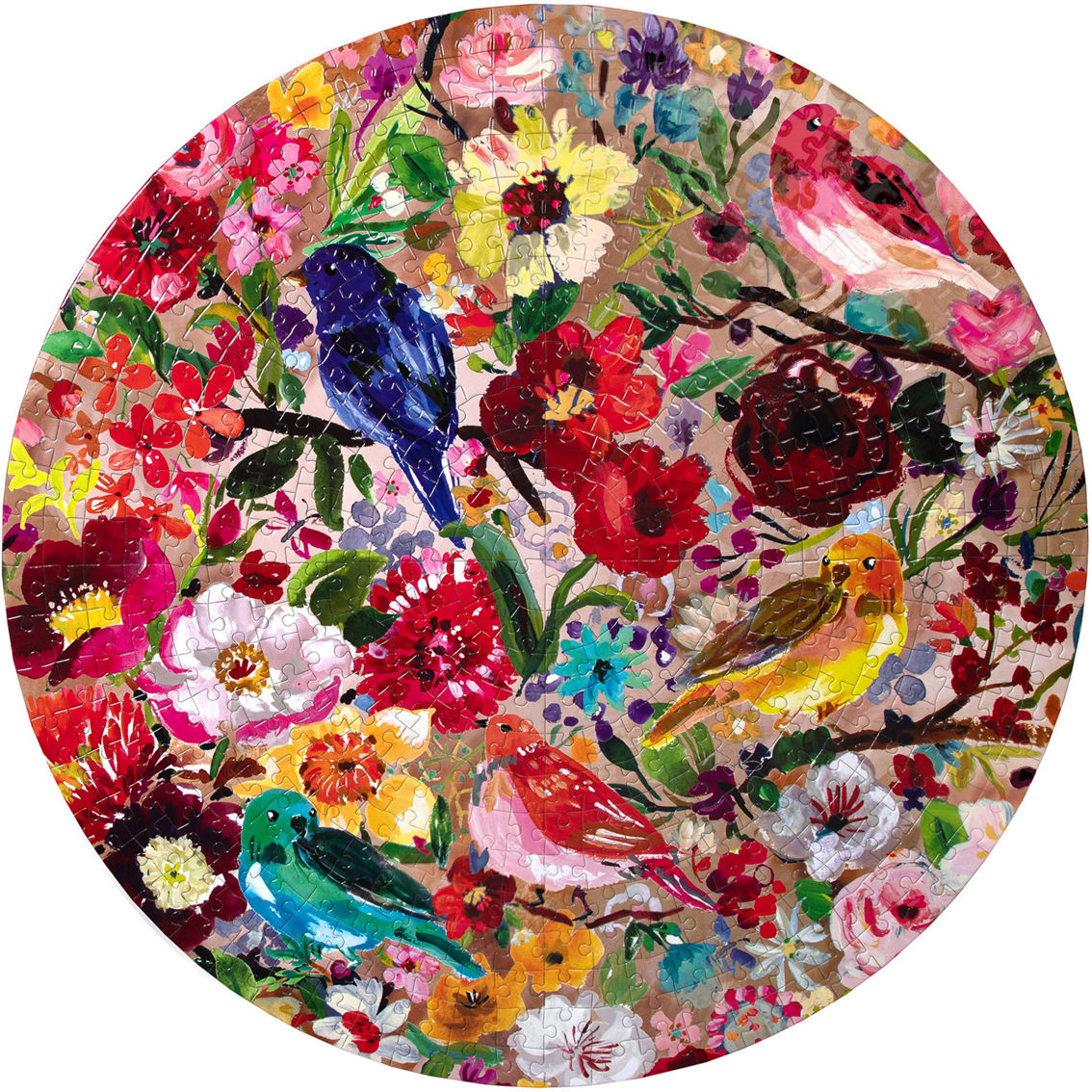 eeBoo Piece and Love Birds & Blossoms 500 Piece Round Jigsaw Puzzle - Image 3 of 3