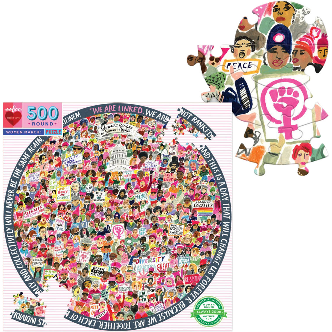 eeBoo Piece and Love Women March 500 pc. Round Puzzle - Image 2 of 4