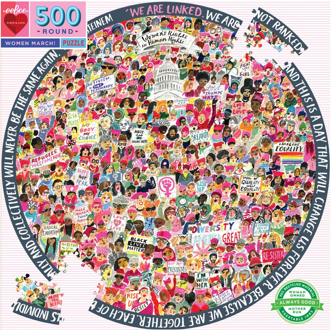 eeBoo Piece and Love Women March 500 pc. Round Puzzle - Image 3 of 4