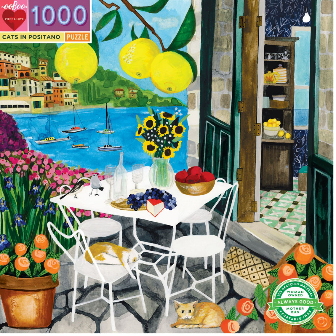 eeBoo Piece and Love Cats in Positano 1000 pc. Square Puzzle - Image 3 of 3