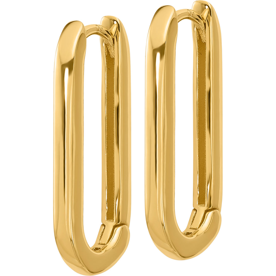 14K Yellow Gold Rectangular Hoop Earrings - Image 2 of 6