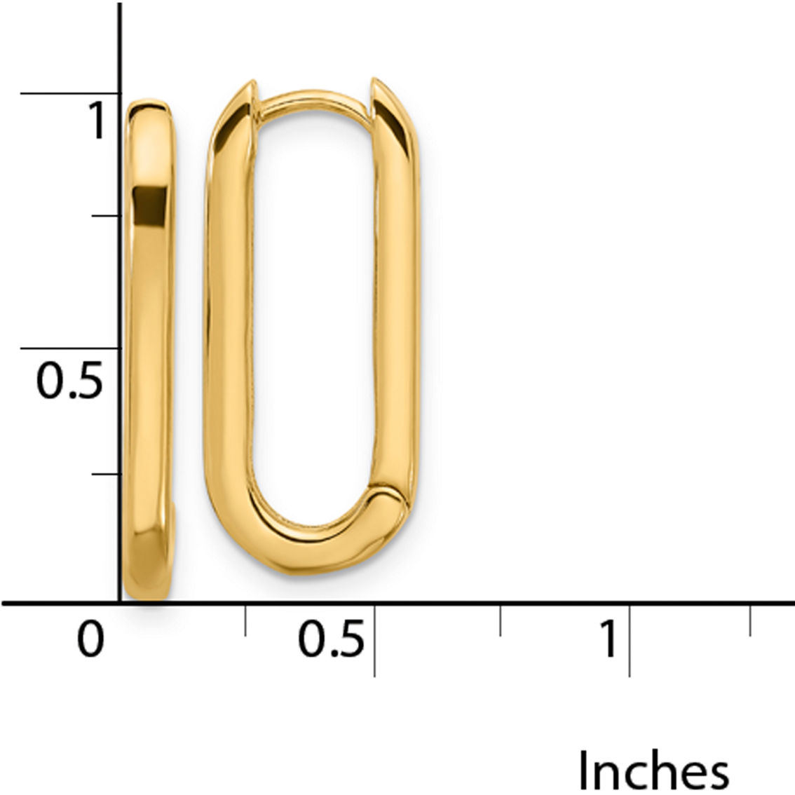 14K Yellow Gold Rectangular Hoop Earrings - Image 4 of 6