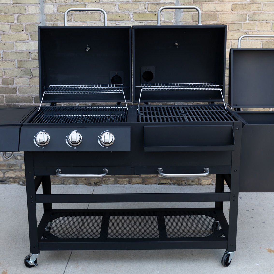 Chard Gas and Charcoal Hybrid Grill with Side Burner and Side Smoker - Image 2 of 10