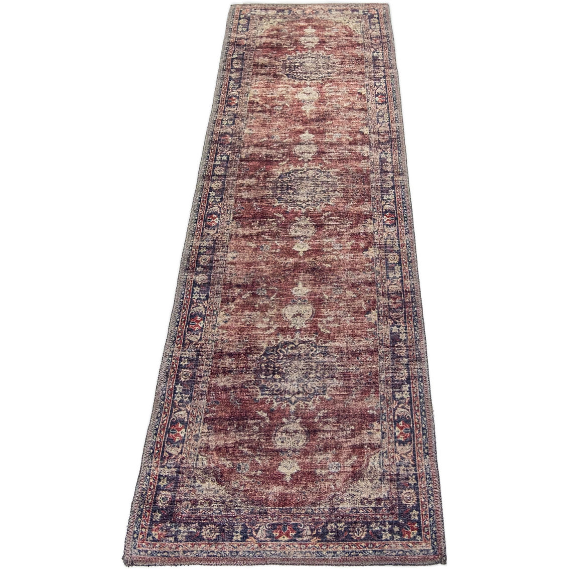 L'Baiet Angeline Red Distressed Washable 2 ft. x 6 ft. Runner Rug - Image 2 of 2
