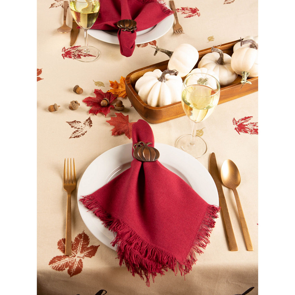 Design Imports 70 in. Round Rustic Leaves Print Tablecloth - Image 6 of 7