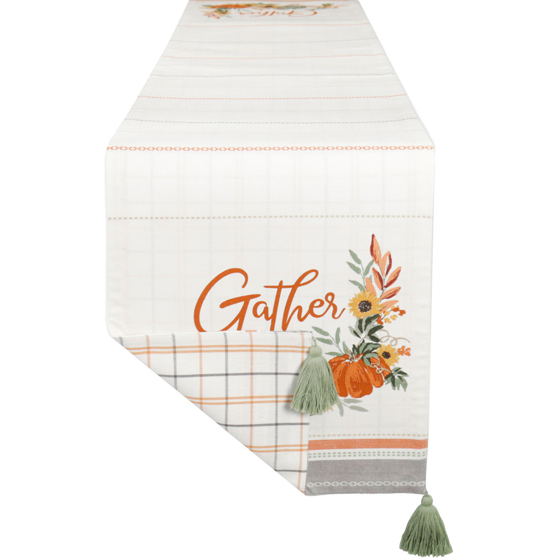 Design Imports 14 x 72 in. Gather Fall Squash Reversible Table Runner - Image 3 of 10