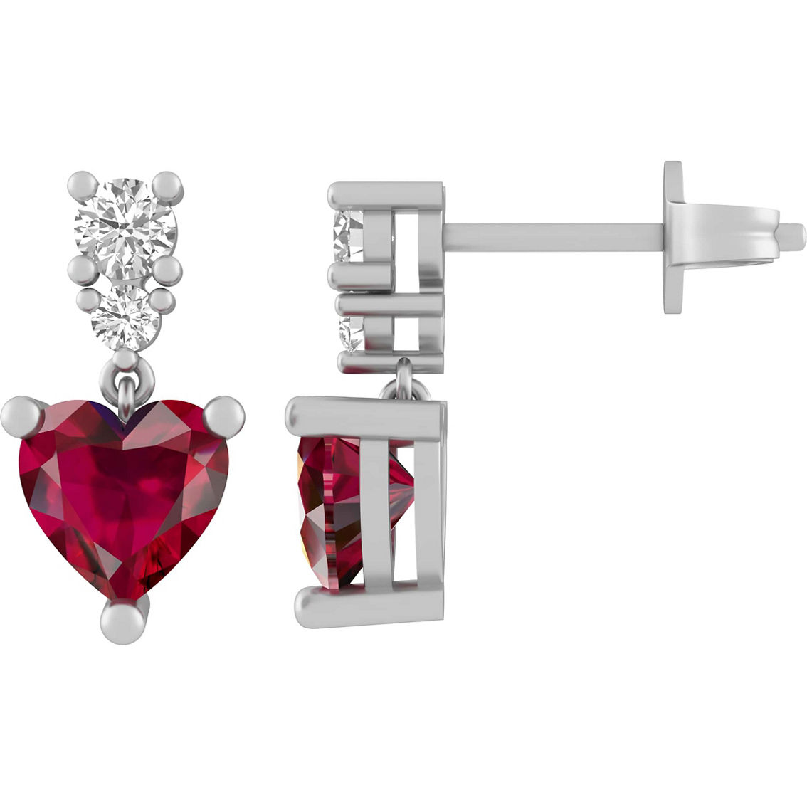 Sterling Silver Lab Created Ruby and White Sapphire Boxed Pendant and Earrings Set - Image 3 of 3